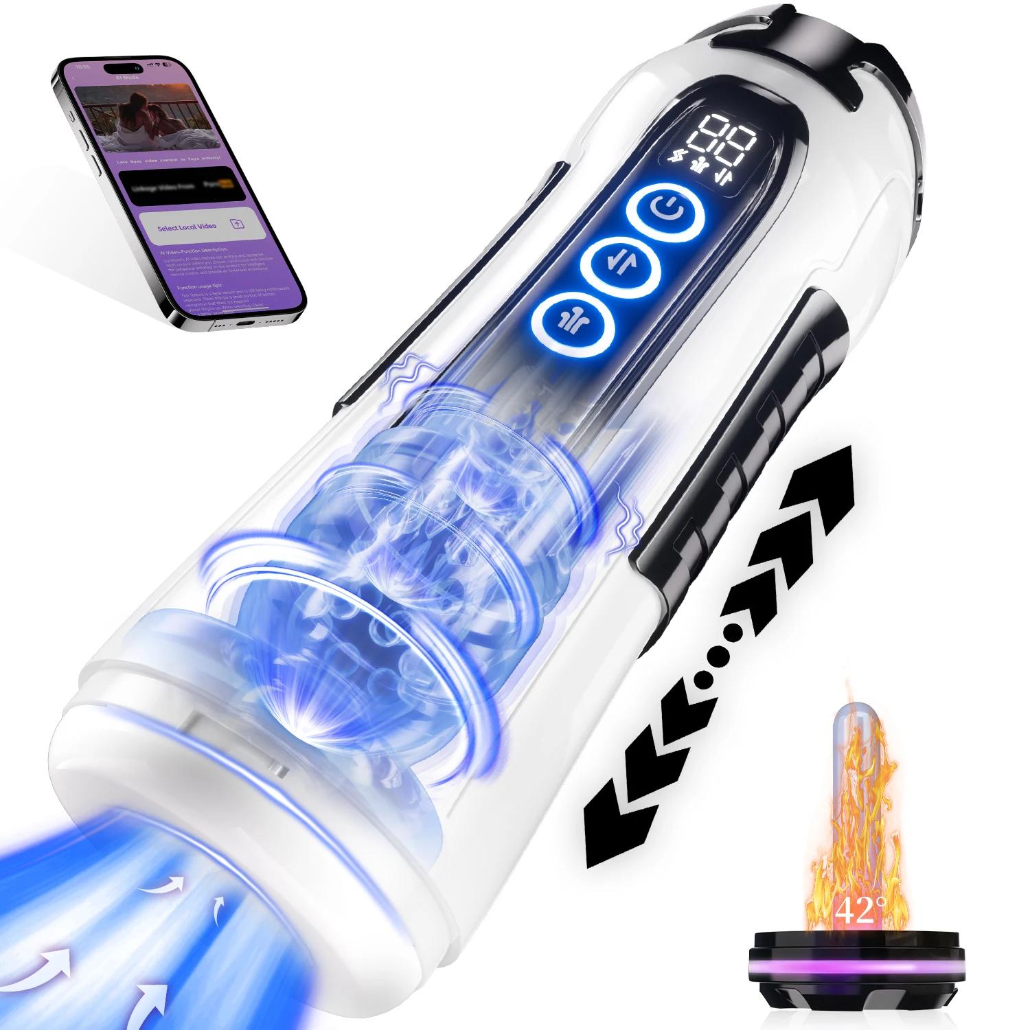 Male Electric Masturbation Cup App AI Control Heating Blowjob 9 Sucking Thrusting Vibration Modes Masturbator Sex Toys for Man