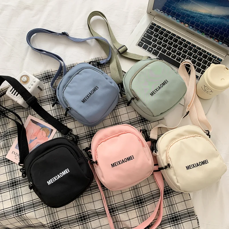 New Women's Small Square Shoulder Bag Simple Student Girls Canvas