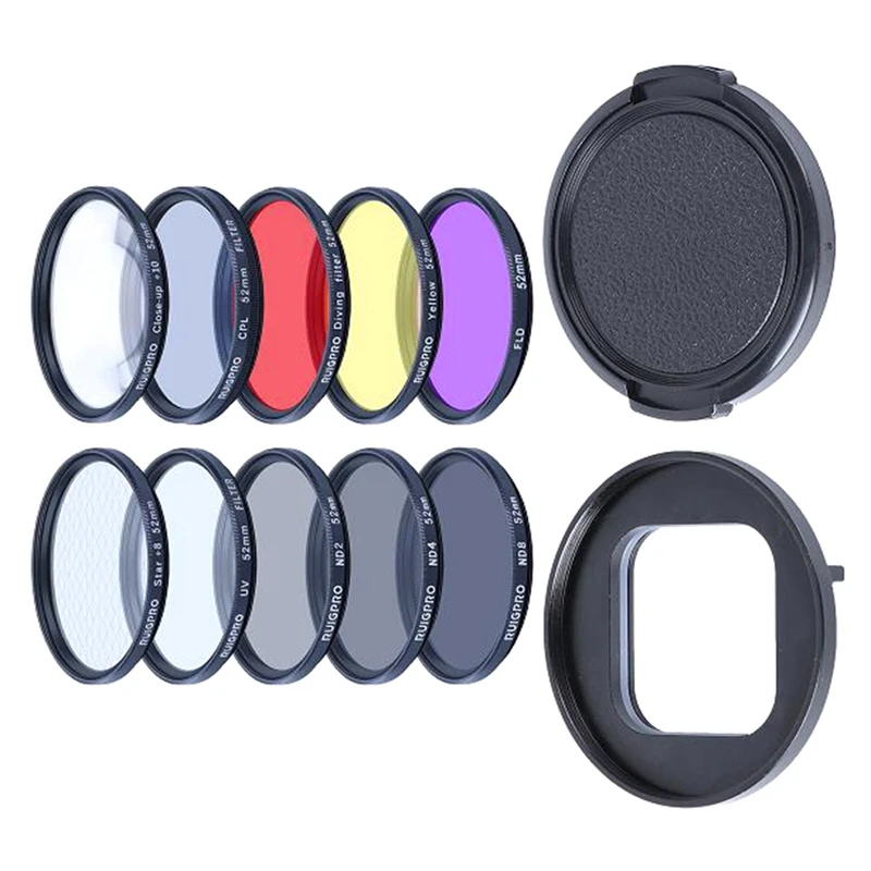 

For Gopro Hero9 Camera 52Mm Filter Adapter Gopro Diving Filter Filter Set