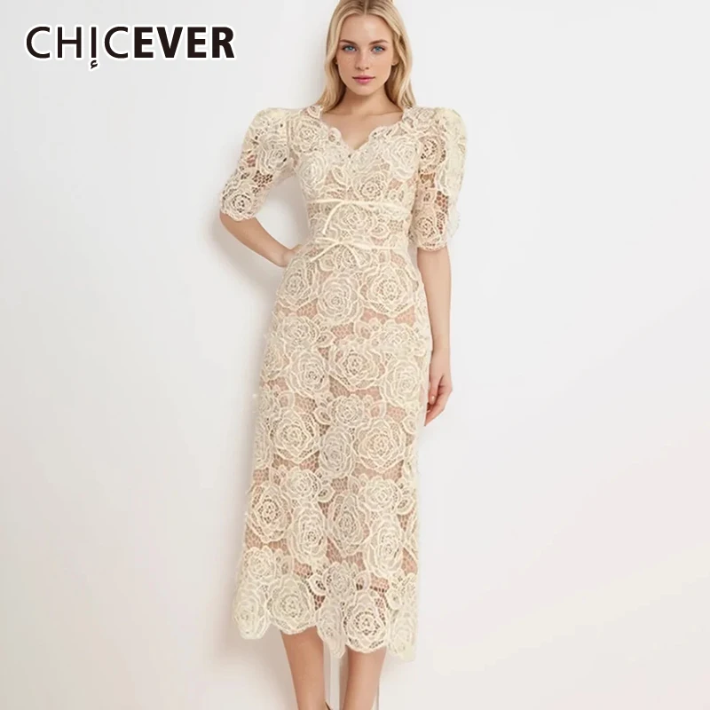 

Женское кружевное платье с вышивкой, V-образным вырезом и коротким рукавом