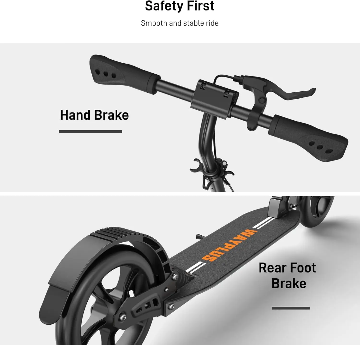 Kick Scooter for Ages 6+,Kid, Teens & Adults. Max Load 240 LBS. Foldable, Lightweight, 8IN Big Wheels for Kids, Teen and Adults