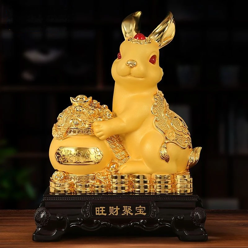 

Golden Rabbit Fortune Decays Zodiac Rabbit Money Tank Ruyi Wangcai Living Room Decorations Celebration Mascot