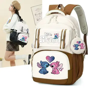 Zaino Lilo Stitch Borsa da viaggio femminile Zaini Zaino per ragazze adolescenti Bookbag Mochila Donne impermeabili 1