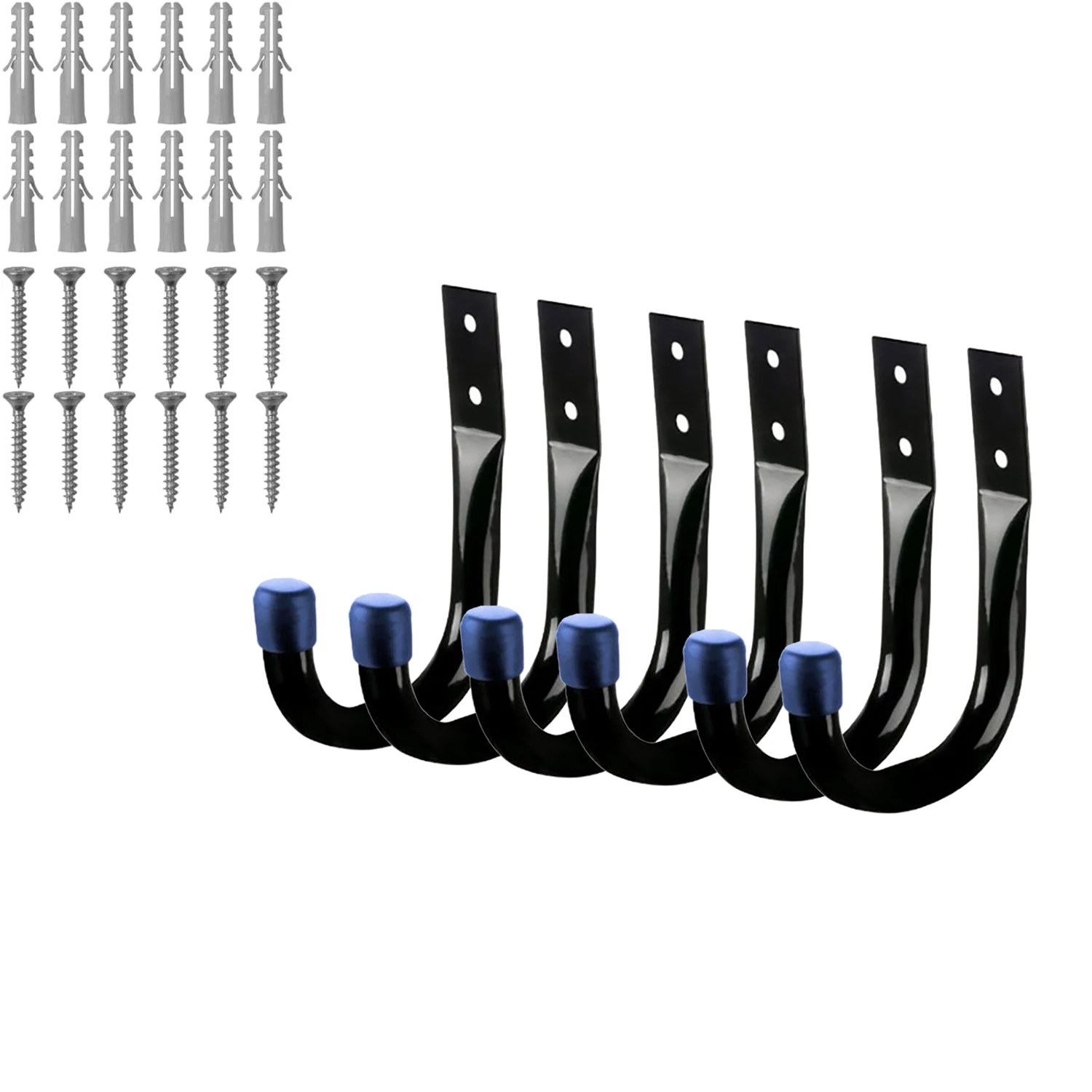 Heavy Duty Wall Mount Garage Storage Hooks – Pack of 6, Black