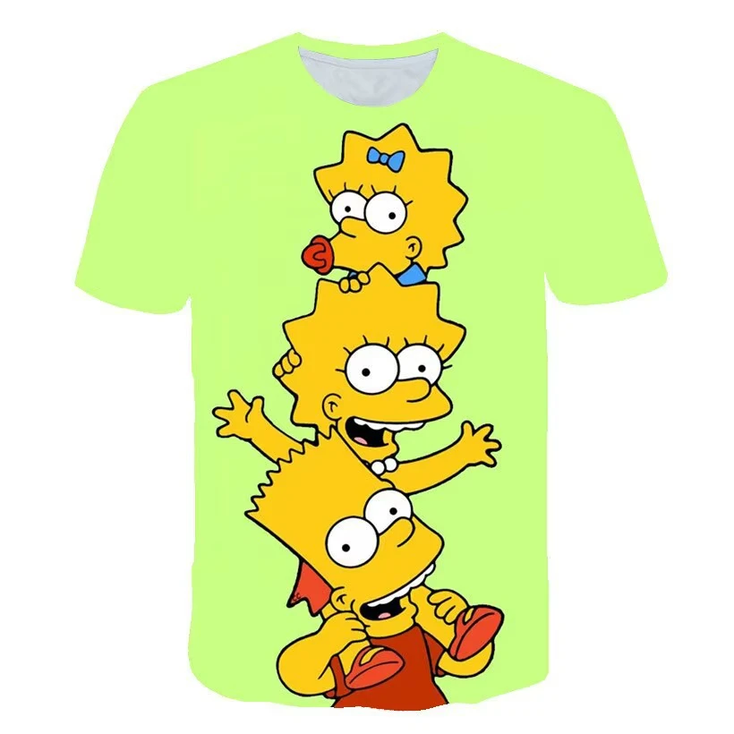 Disney The Simpsons Family Men's T Shirts 3d Printed Cartoon Graphic Summer Fashion Short Sleeve Loose Tops Tees Men Clothing 6