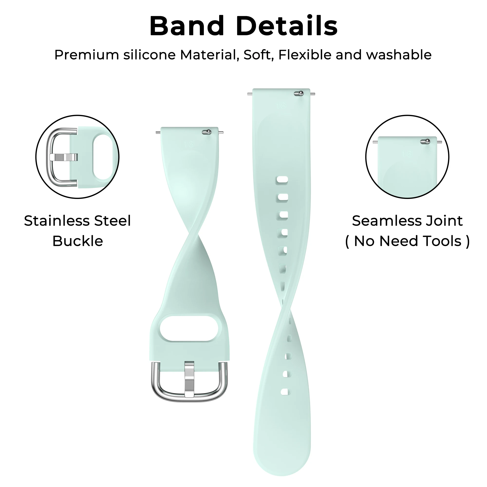 Elegant 18mm Silicone Watchband