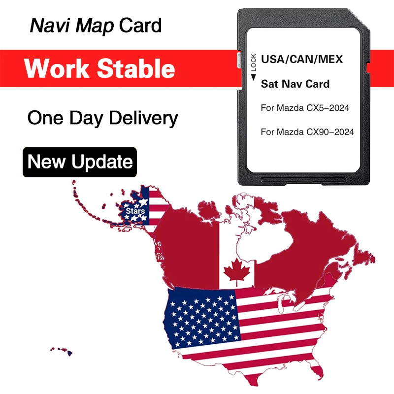 Update Maps Sat Navi System USA/CAN/MEX Maps Accessories Version Navigation for Mazda CX-5 CX-90 Car GPS SD Card