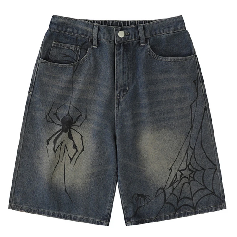 

Шорты мужские из денима мешковатые, уличная одежда в стиле Харадзюку, свободные джинсовые шорты в стиле хип-хоп, модные повседневные синие штаны, Y2K, летняя одежда