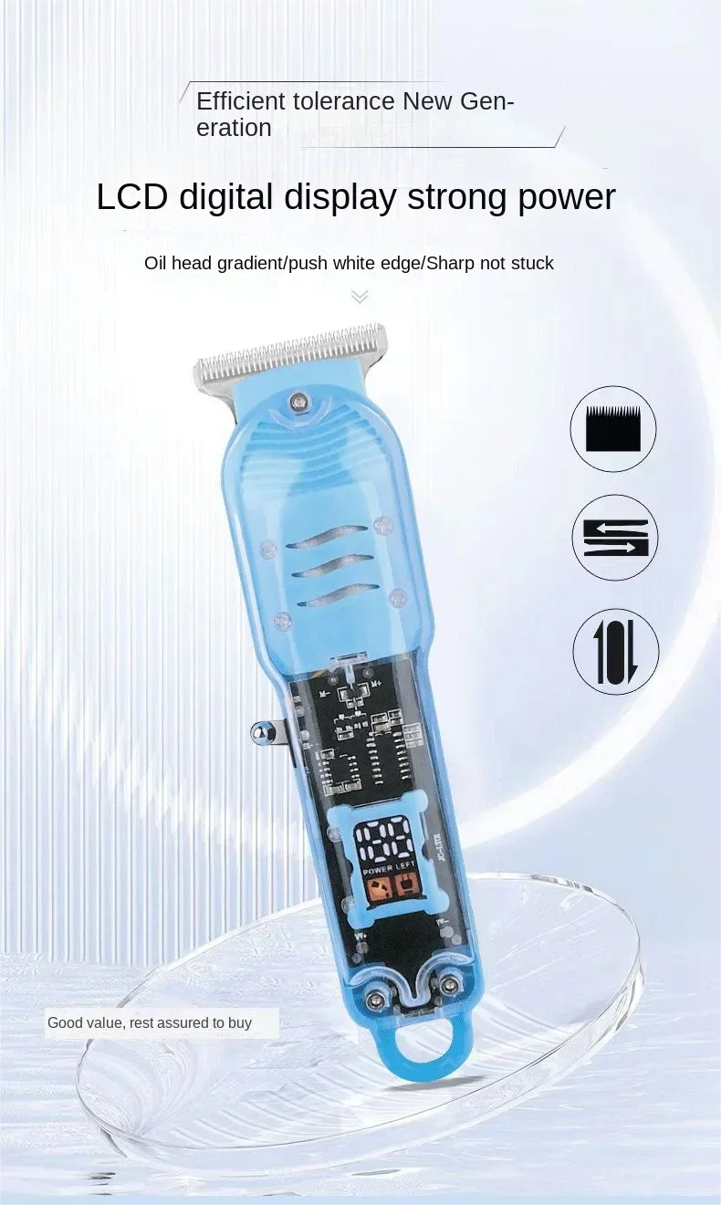Description Picture 2 of itemProfessional transparent electric hair clipper: suitable for home and professional hair cutting, multifunctional design