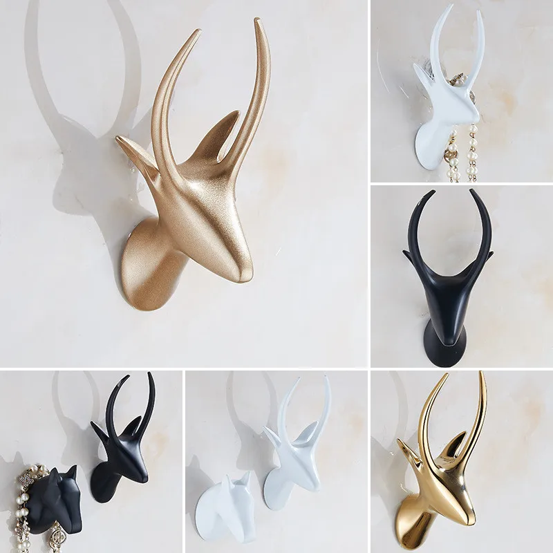 

Deer Head Wall Hook Towel Hooks Shower Black Bathroom Hook Gold Coat Hook Robe Hook Hat Hook Hanger White Chrome