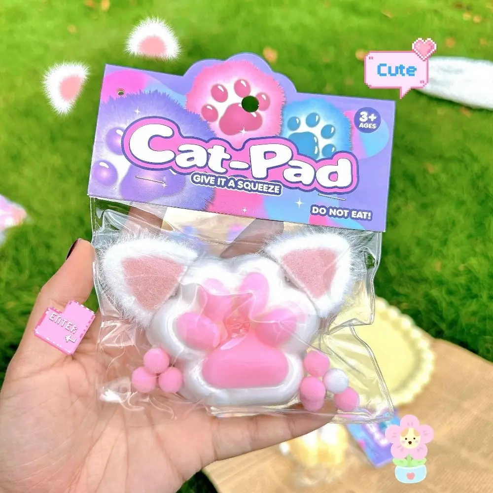 Soft Squeeze Cat Paw Toys Sticky Squeeze Toy Pinching Cat Paw Decompressing Toy Handmade Stress Relief Toy Pinching Relax Toys 3