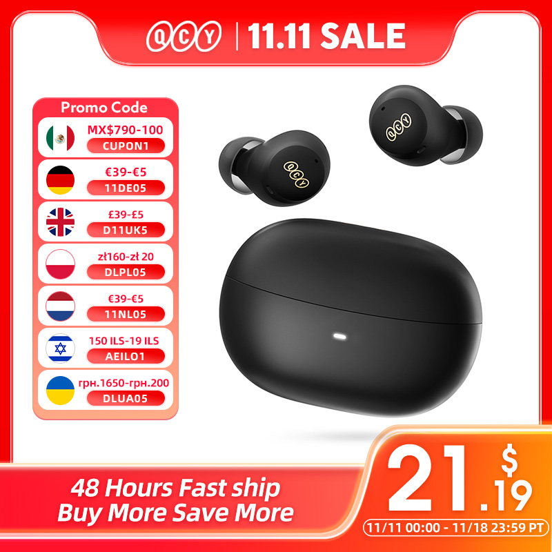 QCY HT07 ANC Wireless Earphones 40dB Noise Cancelling TWS Earbuds 6 Mic AI HD Call Bluetooth 5.2 HiFi Headphone 32H Playback