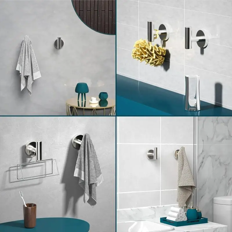 2pcs Wall Hook Stainless Steel Clothes Hanging Hooks Matte Black 3M Adhesive Key Robe Hanger Towel Holder for Bathroom Kitchen
