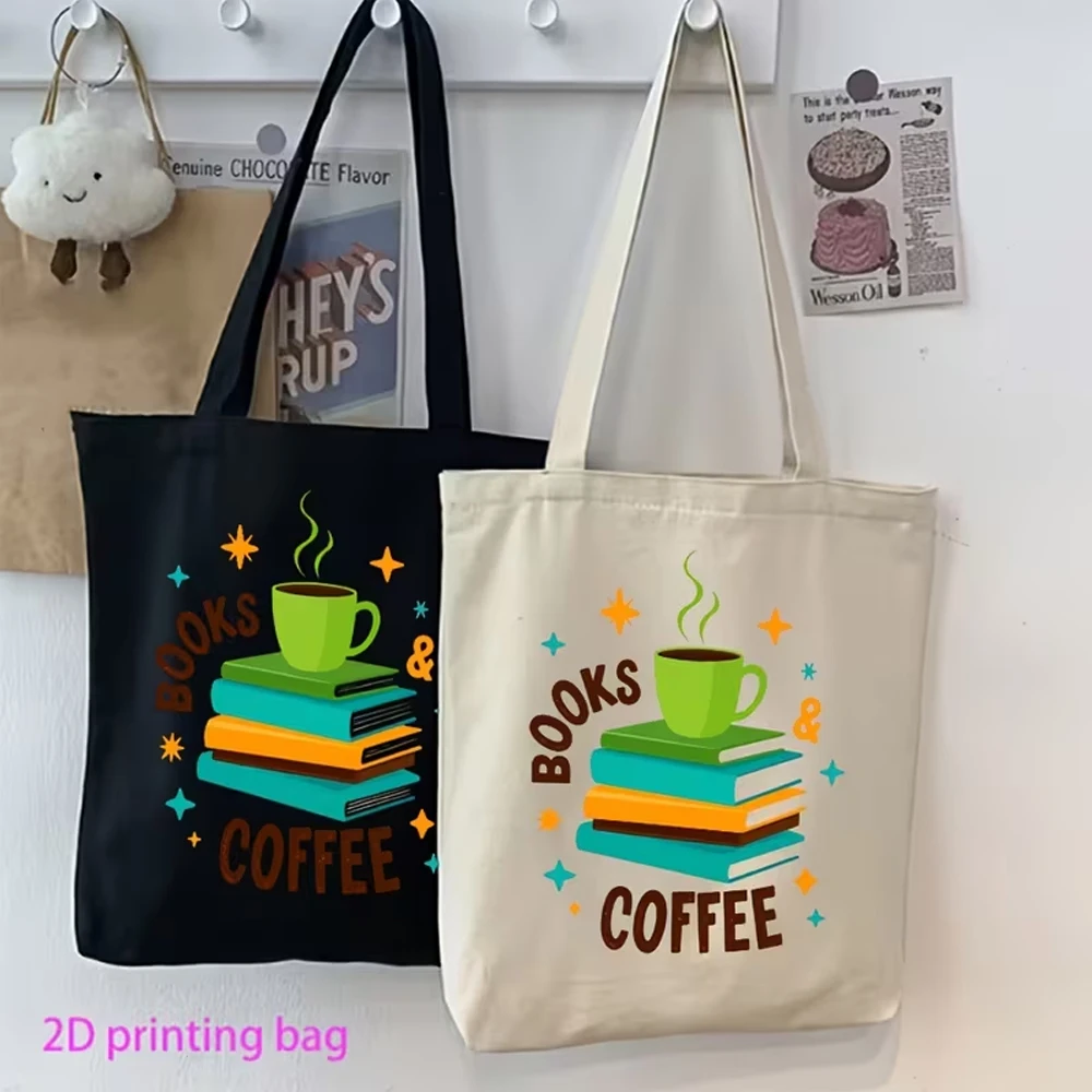 Book Lover's Coffee-Themed Reusable Tote – Perfect Gift for Readers and Coffee Enthusiasts