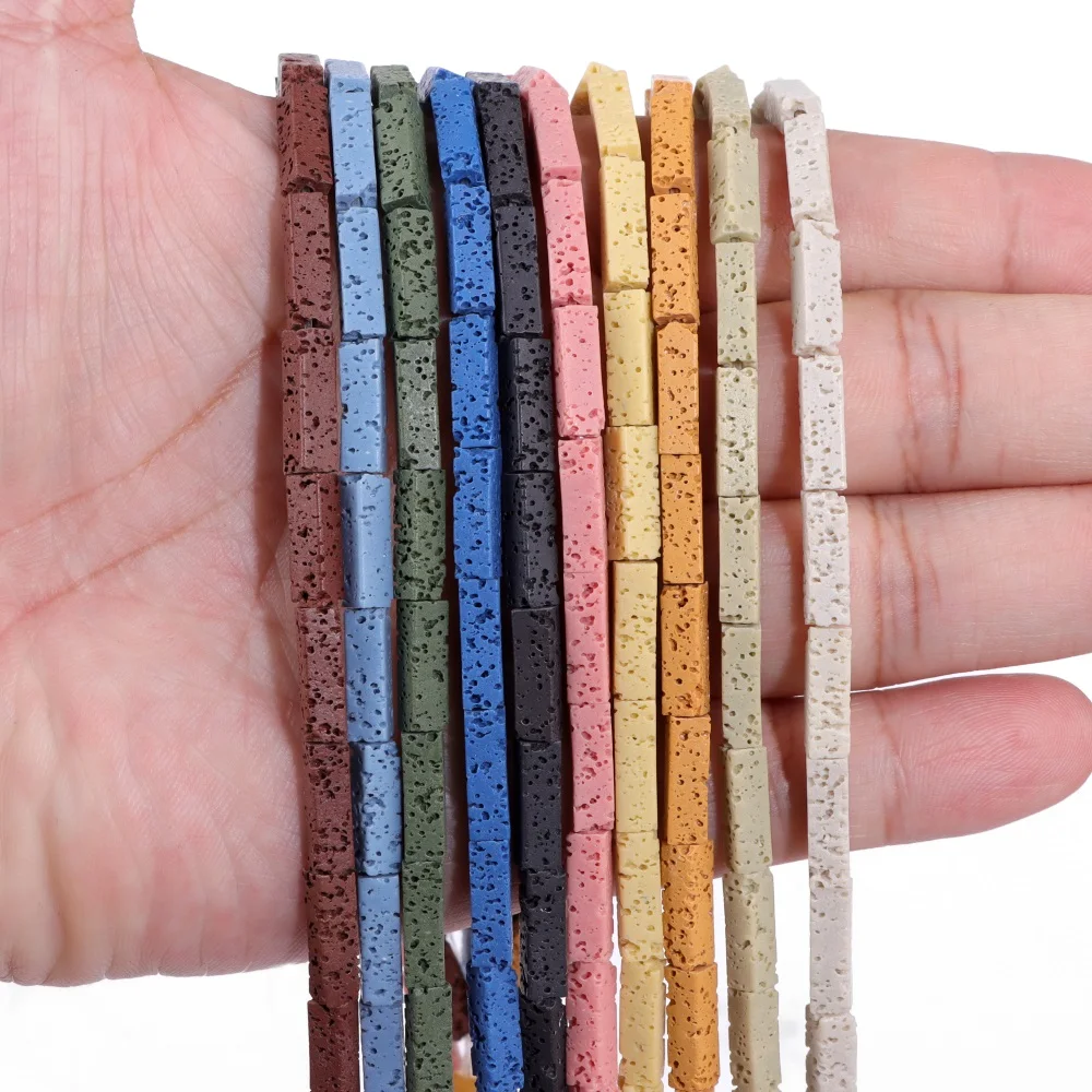 4x5mm Natural Stone Beads Wavy Colorful Plating Volcanic Rock Lava Beads  For Jewelry Making Handmade Diy