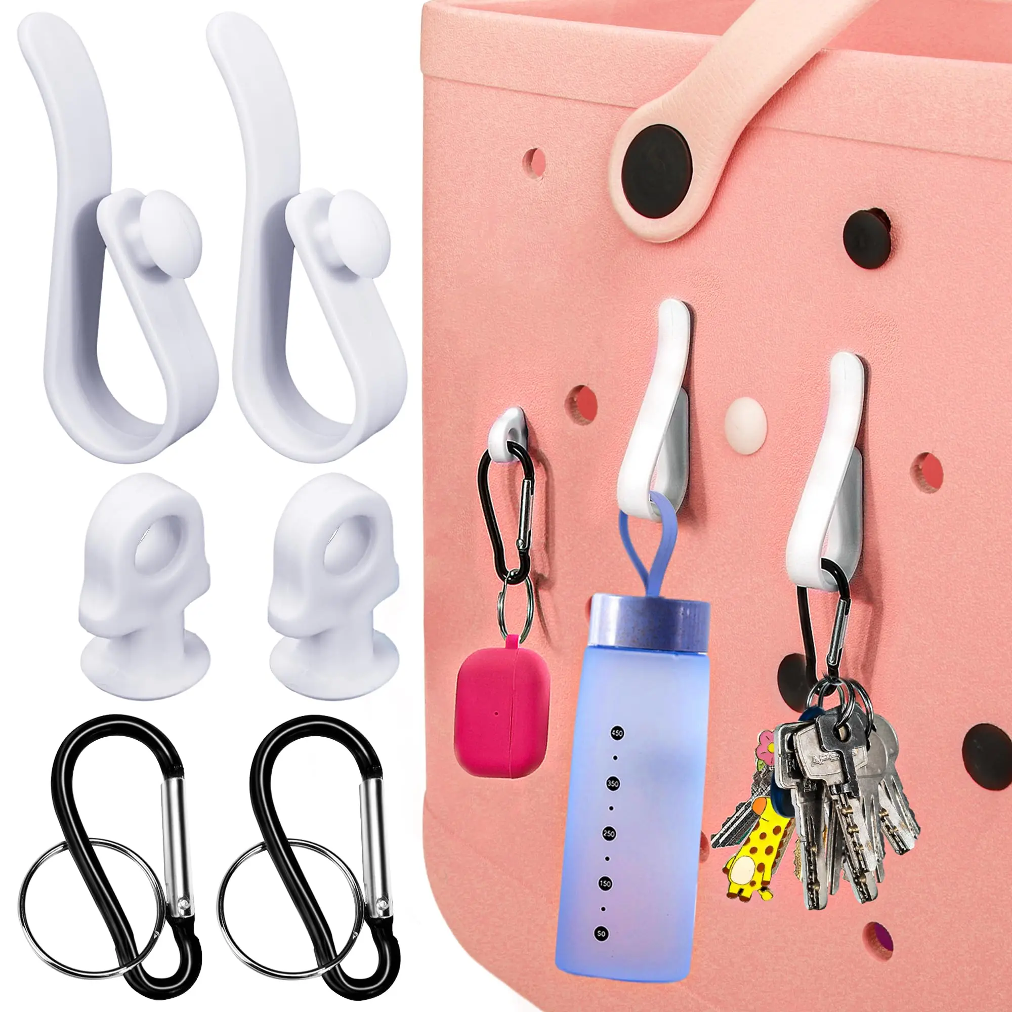 

3Pcs Inserts Hooks Accessories for Bogg Bag Insert Charm Cup Holder Connector Key Holder Compatible with Rubber Beach Totes Bag