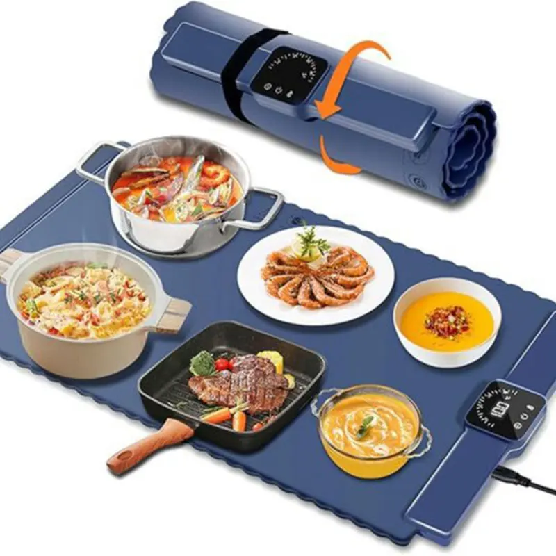 Food Warming Mat Food Warming Mat Electric Warmer Tray Silicone with 5 Temperature Timming Settings and Child-Lock For Parties Buffet Kitchen Pad