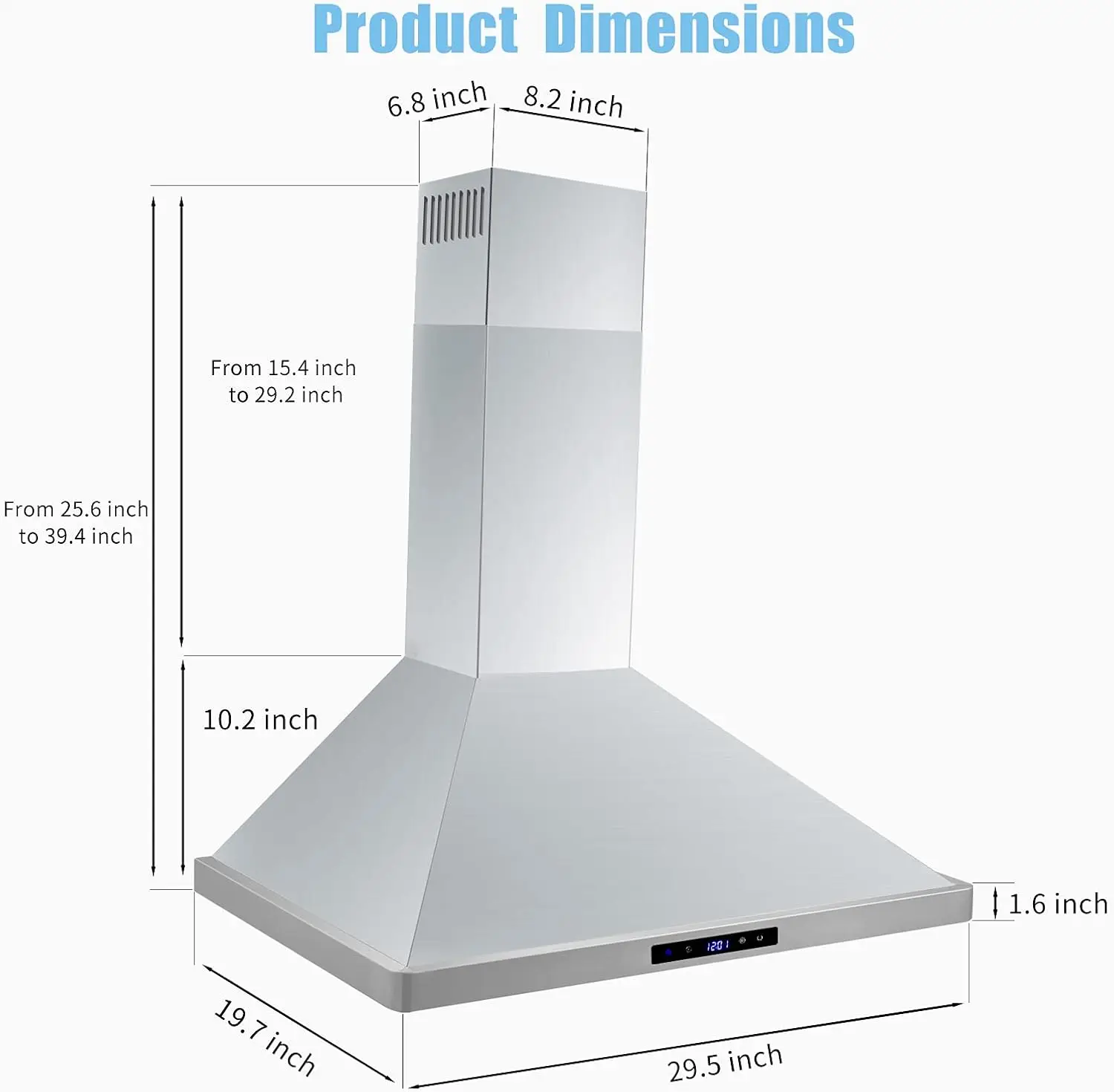 Wall Mount Kitchen 30 inch Duct Convertible Range Hood 700CFM, 3 Speed Fan LED Light Range Hood USYS0375A 6