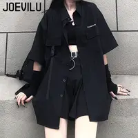 Gothic Skirt Set Loose Shirt Pleated Mini Skirts 2 Piece Sets Korean Retro Casual Outfits Women Spring Summer Aesthetic Y2k Suit - Image 5