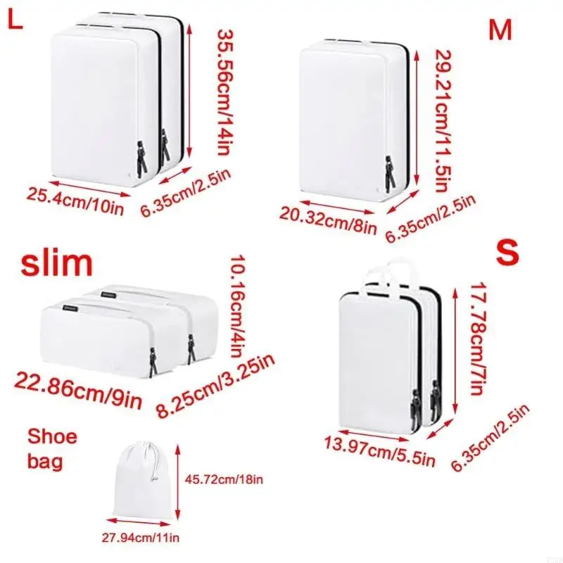 10pcs Expandable Packing Cubes Accessory for Travel Luggage Organization 72XD 6