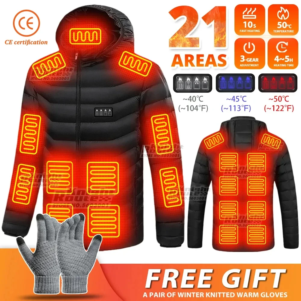 Heated Jacket-Men 21Area Four Switch Control USB Electric For Women Thermal Winter Coat