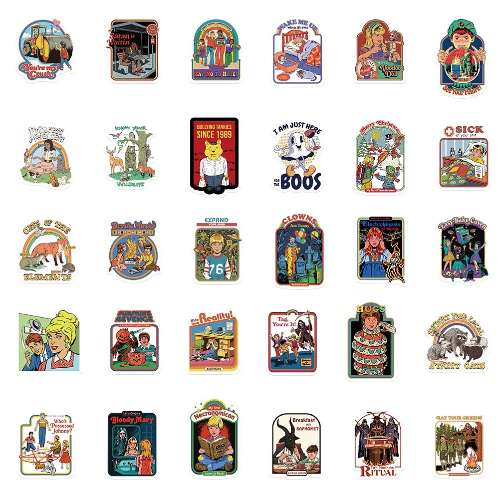 60PCS Cartoon Retro Geist Graffiti Mixed Anime Aufkleber DIY Gepäck Skateboard Laptop Helm Gitarre Aufkleber Kinder Aufkleber – Detail 3