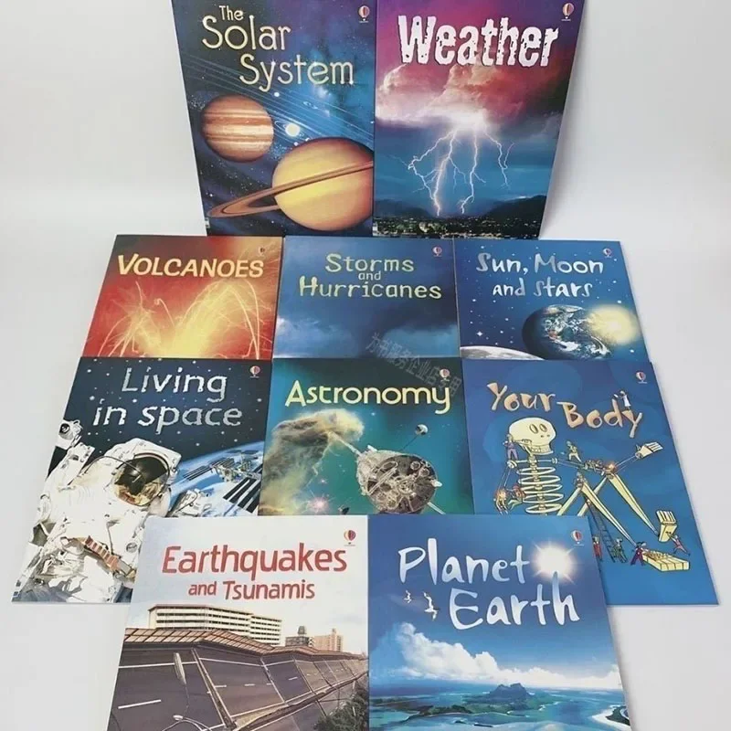 Usborne-10 libros de ciencia empaquetados en cajas Paperback, para principiantes, con el interesante conocimiento científico Popular