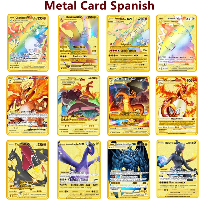 Pokemon Metal Cards Hard Iron Cards Metal Pokemon Shiny Letters Pikachu  Mewtwo Charizard Vmax Gold Card Game Collection Card - AliExpress