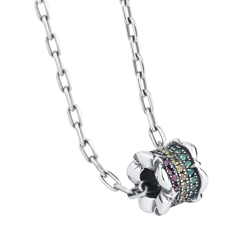 

S925 Sterling Silver Rainbow Small Waist Single Pendant Necklace Women's Fashion Advanced Design Sense Niche Collarbone Chain