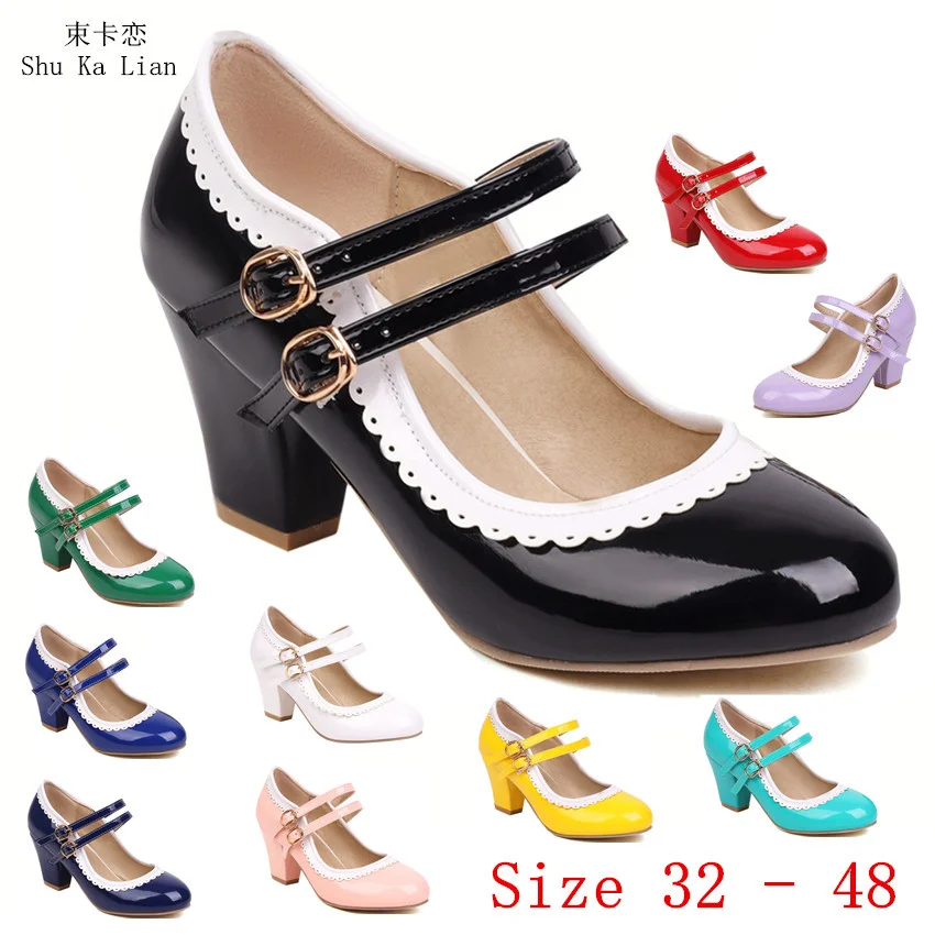 

Women High Heel Shoes Pumps 7.5 CM Woman High Heels Mary Janes Party Wedding Shoes Small Plus Size 32 - 48