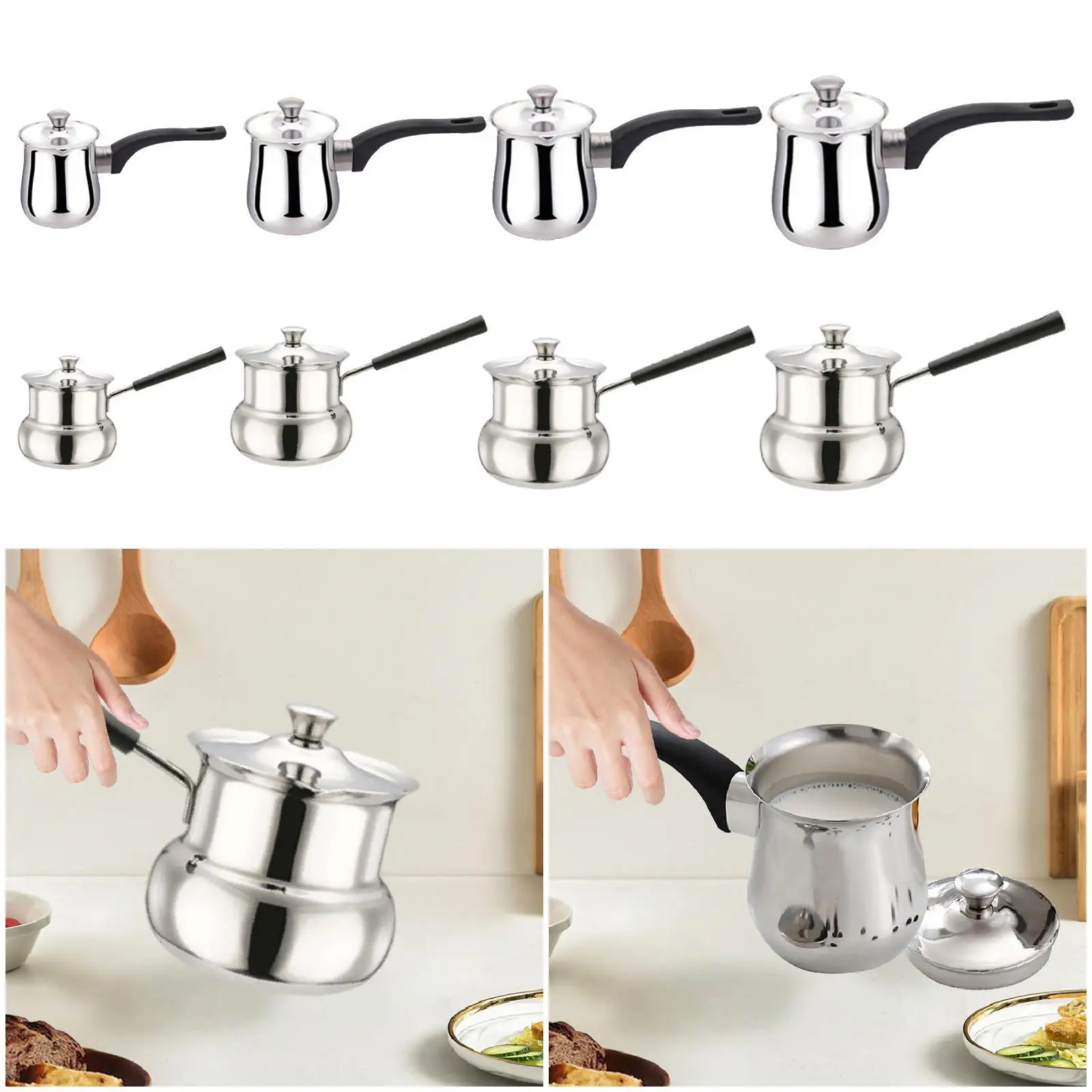 Coffee Pot with Handle Butter Melting Pan Milk Butter Warmer Pot Coffee Maker for Camping Home Kitchen Office Restaurant