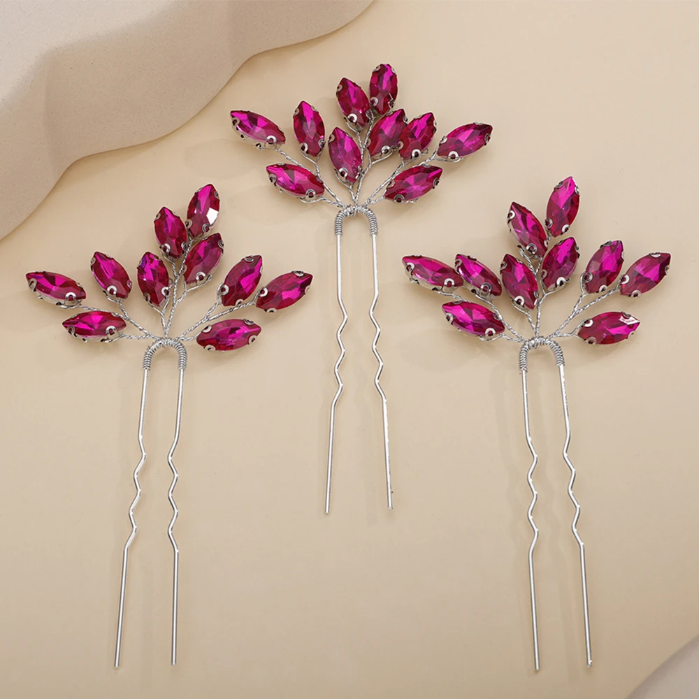 Hair Accessories Bridal Hair Accessories 13Colors Fashion Rhinestone Bridal Hairpins 3PCS Headpiece Wedding Hair Accessories Handmade Vintage Party Tiaras Headdress