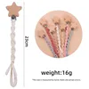 Baby Beech Wood Pentagram Pacifier Clip Handmade Woven Cotton Soother Nipple Chain For Baby Nursing Teether Chewing Toys Gift 6