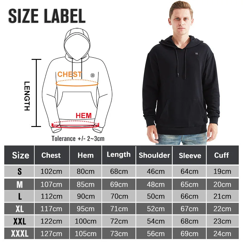 Electric Heated Hoody - 5 Heated Zones - 3 Levels