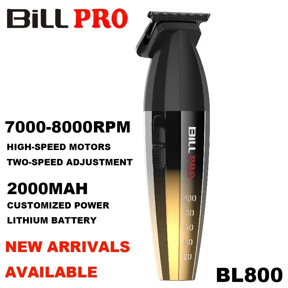 Professional 2PCS BL600 BL800 BiLLPRO Hairtrimmer Charging base Barbershop Oil Head Engraving Barber 2000mAh HairClipper for Men 3