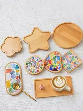 DIY Mosaic Coaster Handmade Material Bamboo Tableware Mat Wooden Tray Children Creative DIY Toy Craft Easy Making Christmas Gift 