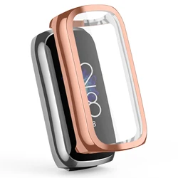 Premium Protective Case with Full Screen Protector for Smartwatch - Soft TPU Plating Durable Shell Accessories (Rose Gold)