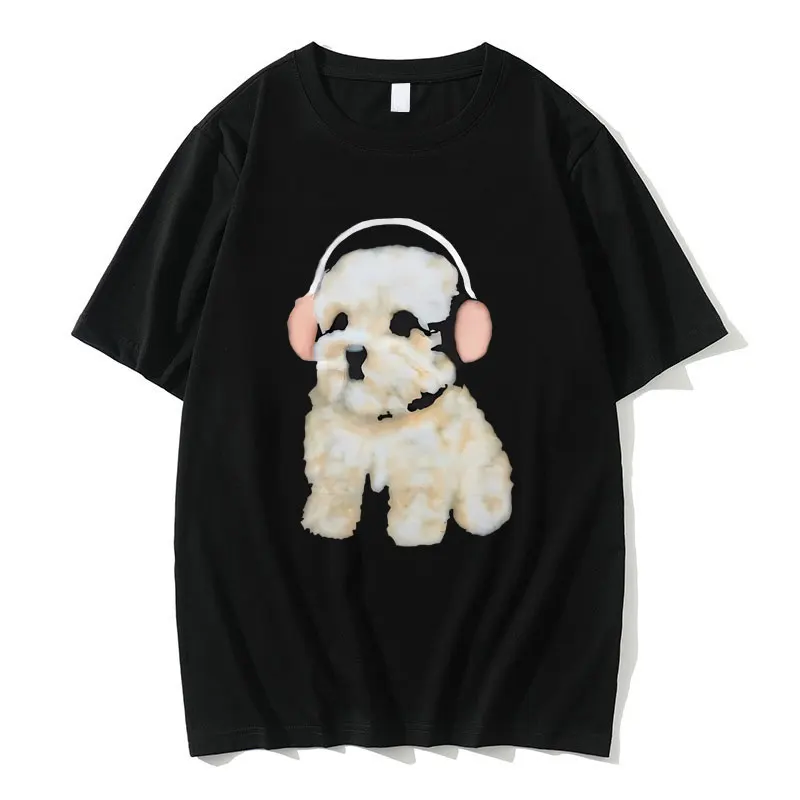 

Clairo Dog Puppy Headphones Tshirt Men Women Cute Kawaii Short Sleeve T-shirt Male Fashion Oversized T Shirts Unisex Cotton Tees