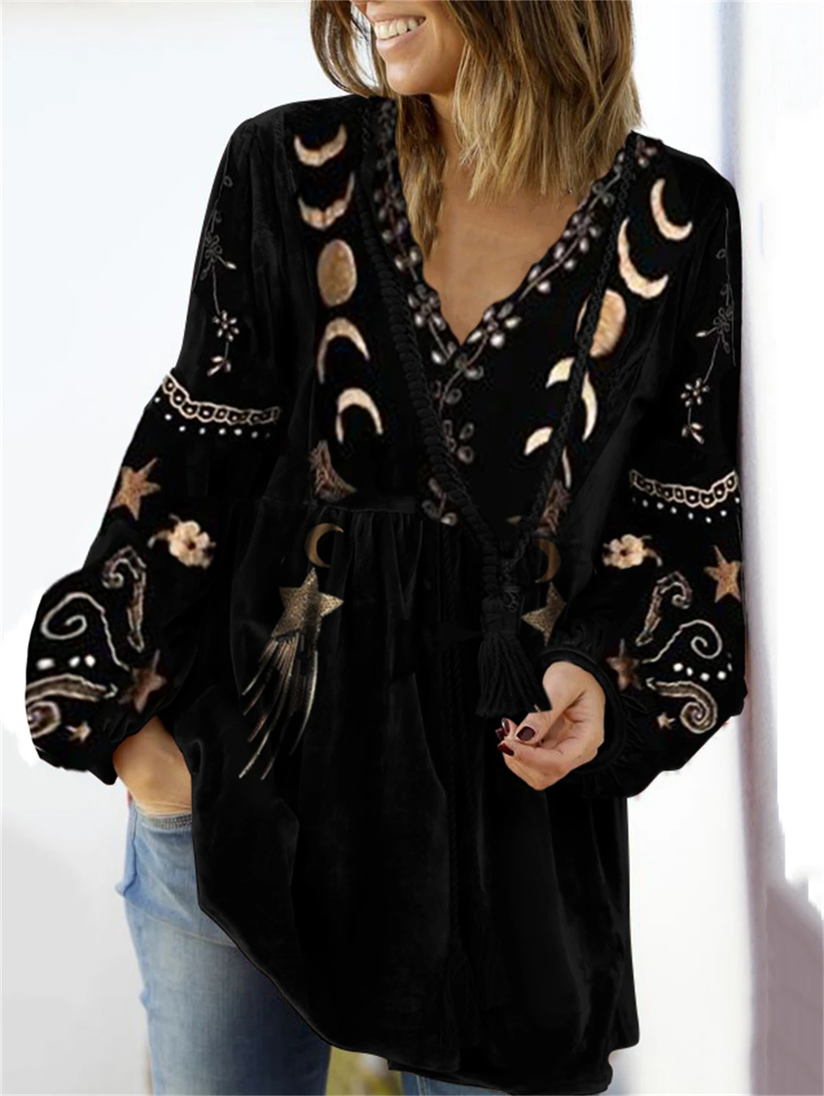 Banned Retro My Moon Stars Blouse Zwart