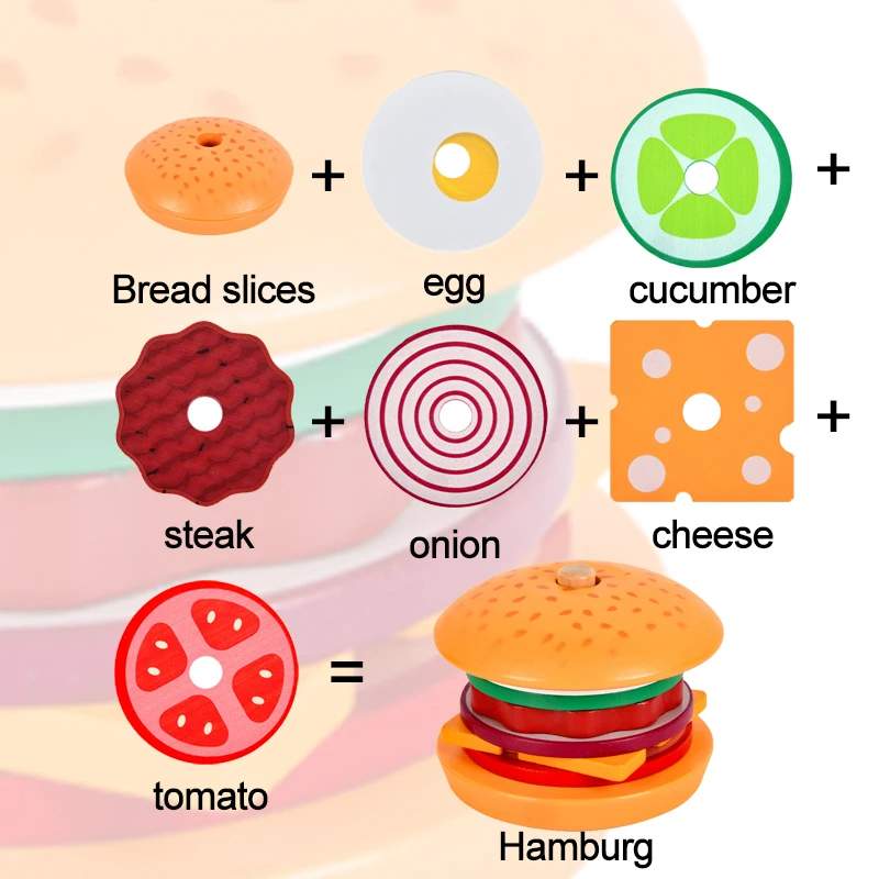Children's Simulation Wooden Playhouse Hamburger Set Pairing Puzzle Food Cutting Assembled Toys
