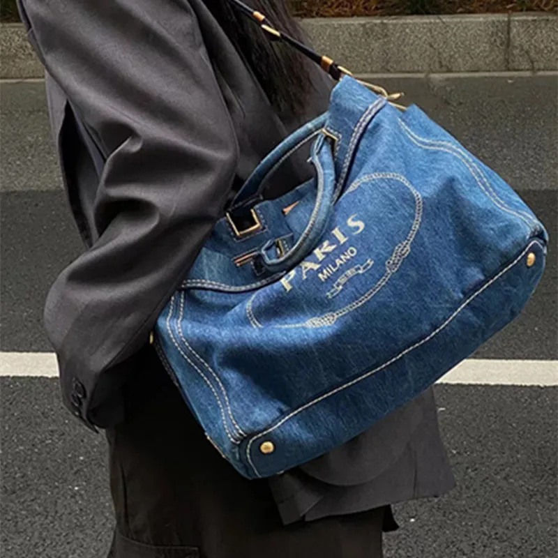 

Vintage Versatile Printing Denim Handheld Oblique Span Bag 2022 New Women's Luxury Fashion Bags Fashion Women Purse and Handbags