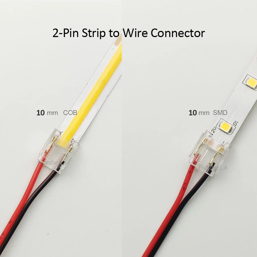 Biantie La 2-Pin 8mm Solderless LED Strip Connectors Unwired Clips - DIY  Strip to Wire Quick Connection for 12v 24v Single Color SMD 3528 2835 Led