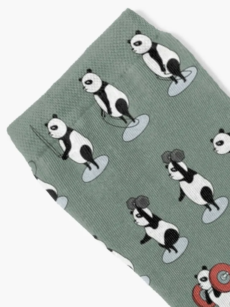panda bear doing crossfit with dumbbell, barbell and jumprope Socks funny man socks ankle socks thermal socks for men
