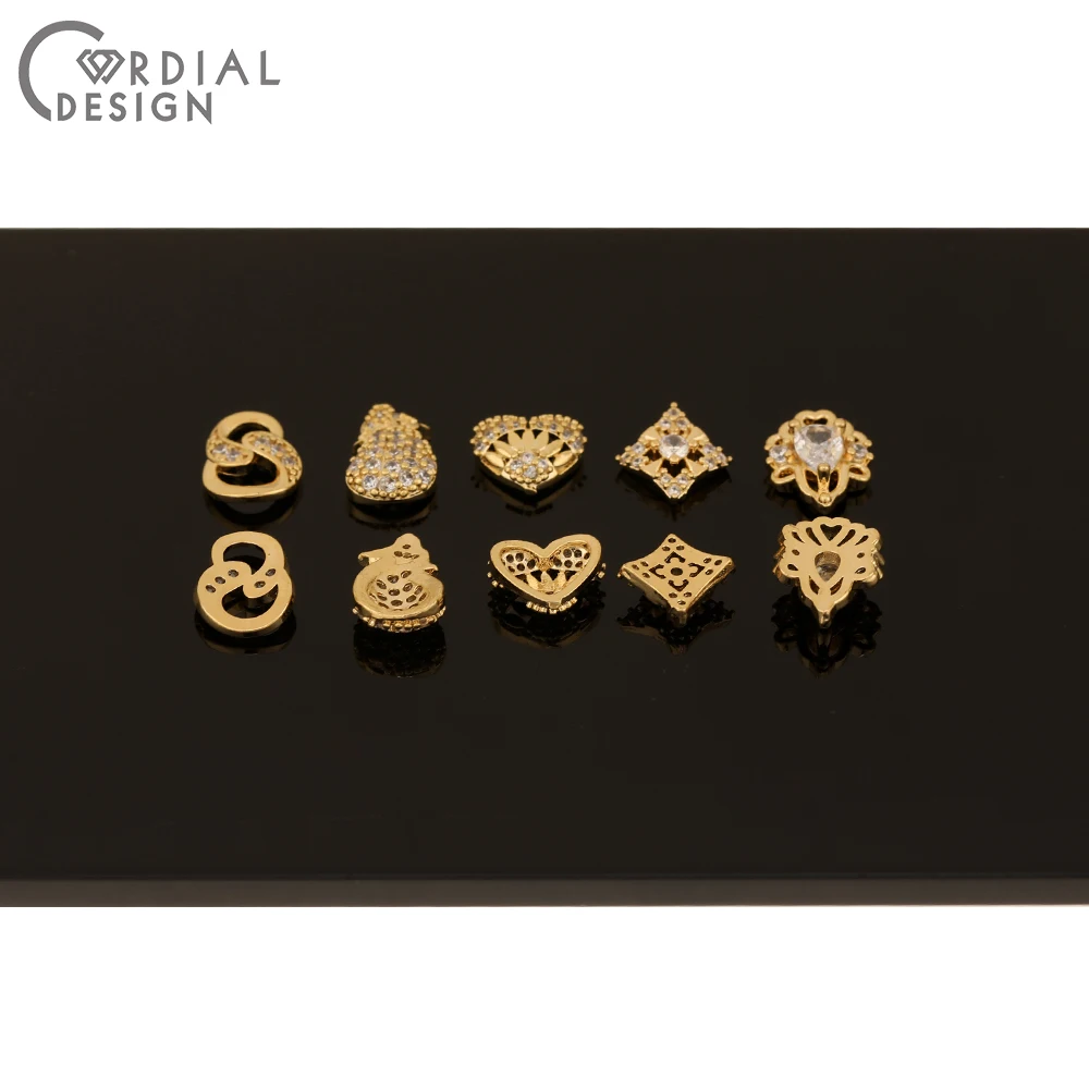 Cordial Design 50Pcs Cubic Zircon/DIY Fingernail Accessories/Genuine Gold Plating/Multi Shapes/Jewelry Findings & Components - cordial