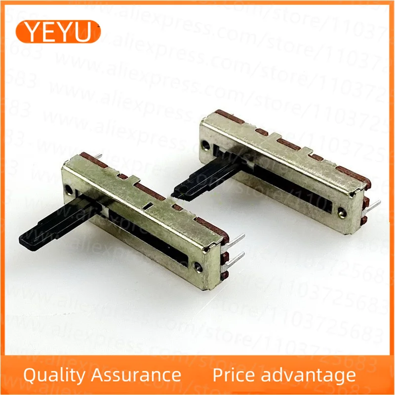 2PCS 35mm 3-pin Single Straight Slide Potentiometer A10K Stroke 20mm Mixer Fader Handle Width 4mm