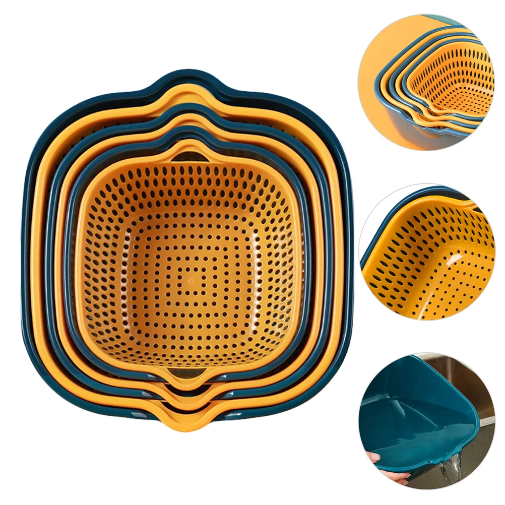 

Drain Basket Household Utensils for Kitchen Gear Vegetable Washing Double Layer Baskets