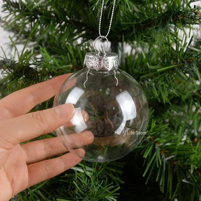 1pc Clear Plastic Christmas Ball Fillable Ornament Xmas Tree Hanging Bauble Pendant 2025 Christmas Home Decoration Navidad Gift