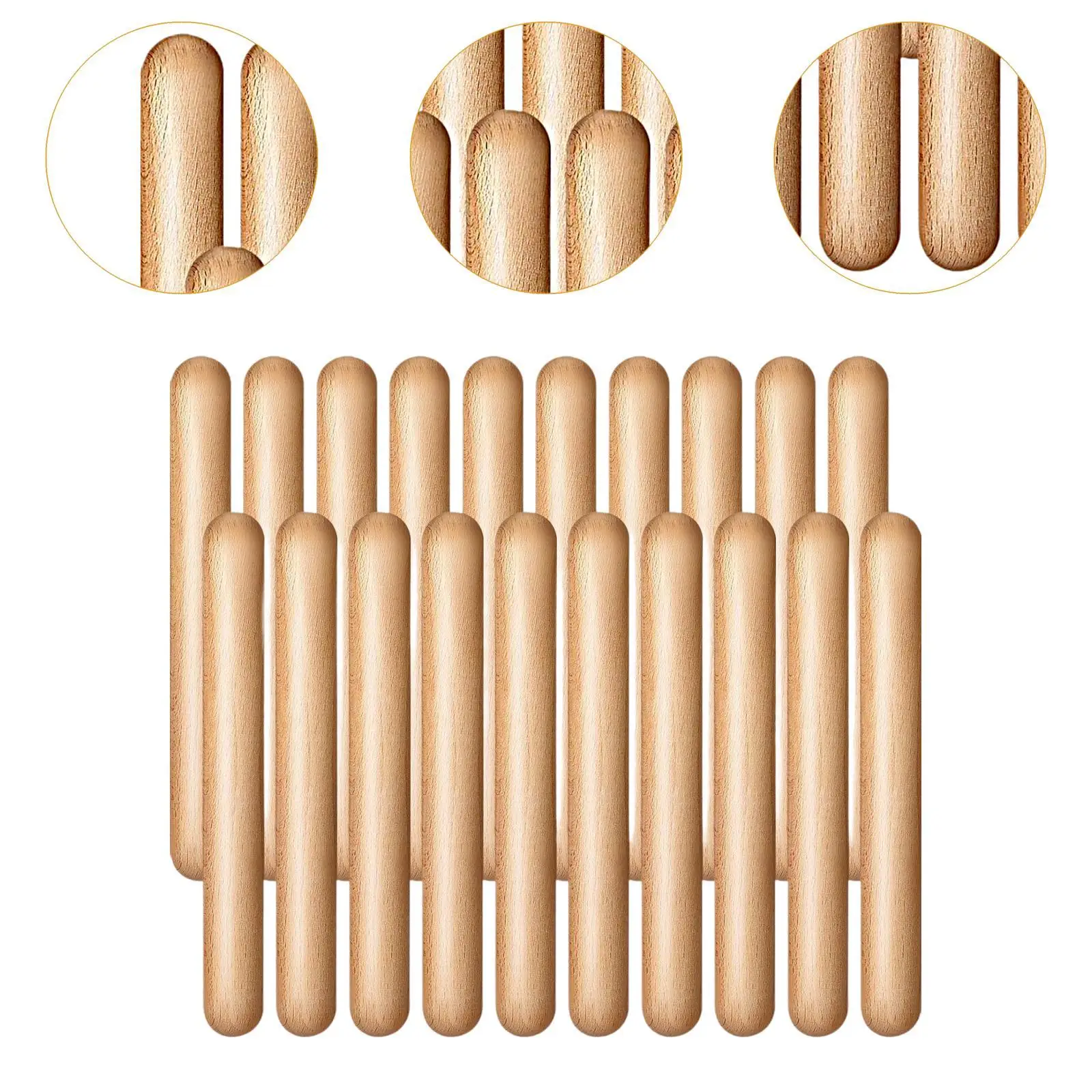 20Pcs Wood Rhythm Sticks Percussion Toy for Professionals Kids Beginners