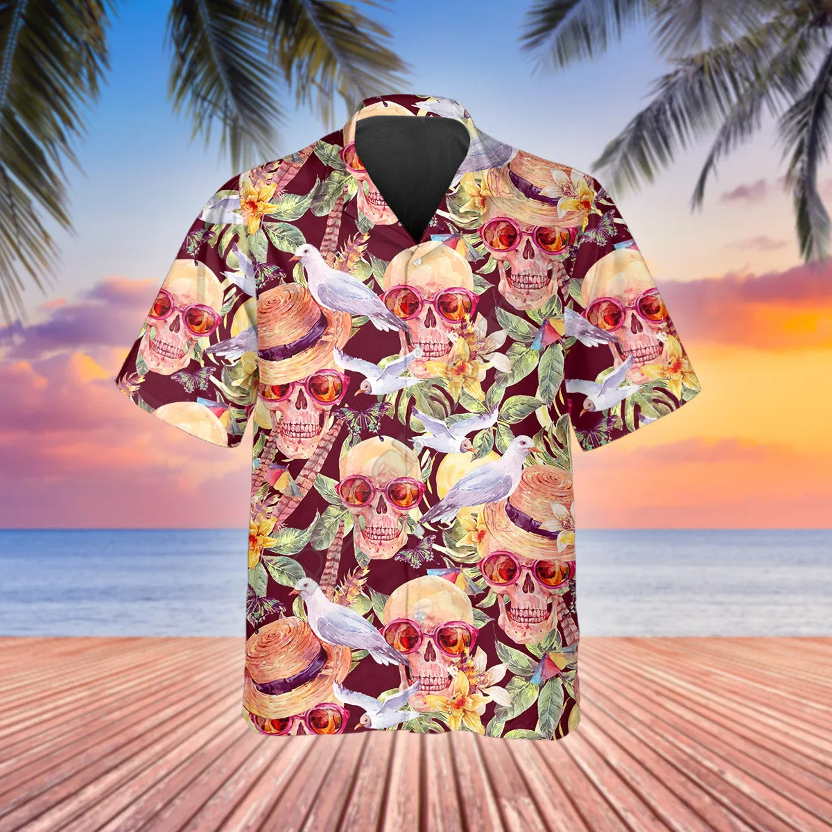 3D Printed Stoner Smoking Skull Halloween Hawaiian Shirt Summer Short Sleeved Shirts Men Shirts Oversize Camisa Social 5XL