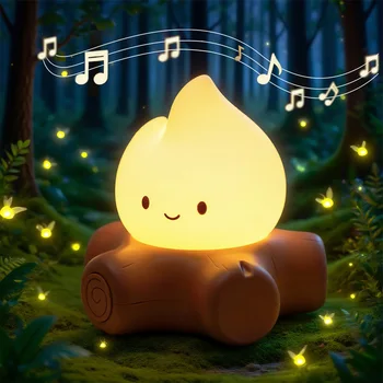 Campfire Night Lights With White Noise Creative Room Decoration Atmosphere LED Light Desk Lamp For Kids Christmas Birthday Gifts 1